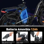 COLORWAY BK6G - Bicicleta eléctrica plegable de 20″ - 36 V, 12 Ah, 250 W - Negra - Image 8