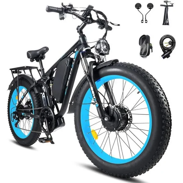 Benxi Seeker 24 Shimano 7-Speed - Full Suspension Electric Bike - Blue